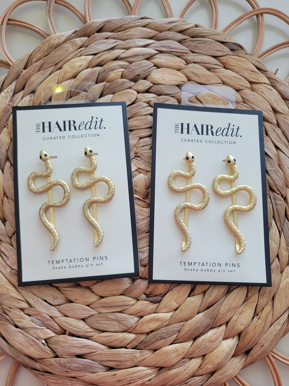 Hairedit Gold Snake Temptation Pins - Set of 2